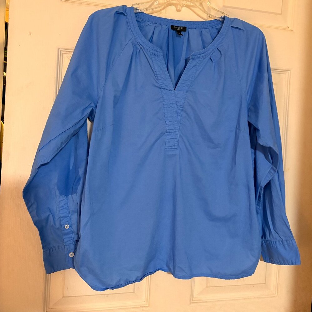 Talbots blue Poplin long-sleeve top